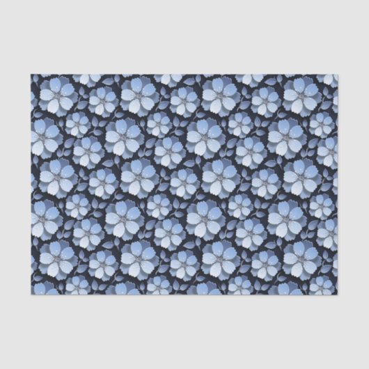 Papier Mousseline Bleu Daisy  (Recto)