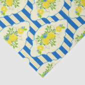 Papier Mousseline Bleu d'été et citrons et Motif Feuille (Détail)