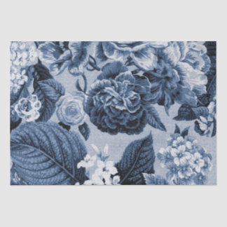 Papier Mousseline Bleu d'indigo Toile floral vintage No.1