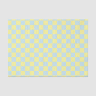 Papier Mousseline Bleu doux et jaune Checkered