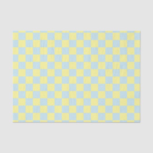 Papier Mousseline Bleu doux et jaune Checkered (Recto)