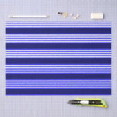 Papier Mousseline Bleu et blanc cinq bandes motif (Artisanat)
