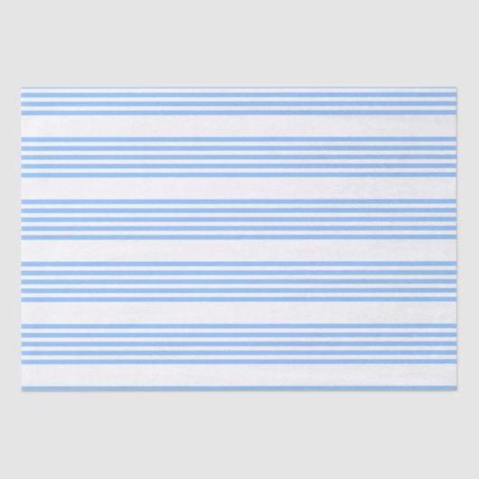 Papier Mousseline Bleu et blanc cinq bandes motif (Recto)
