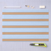Papier Mousseline Bleu et blanc cinq bandes motif avec bronze (Artisanat)