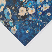 Papier Mousseline Bleu et blanc Joli découpage floral droite 143 (Détail)