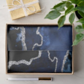 Papier Mousseline Bleu et Faux Parties scintillant en argent Agate e (Cadeau)