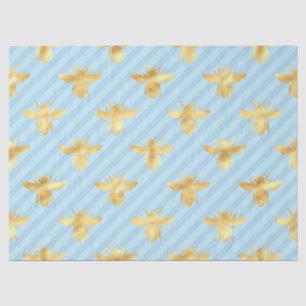 Papier Mousseline Bleu et Gold Bees Series Conception #6