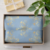 Papier Mousseline Bleu et Gold Bees Series Conception #7 (Cadeau)
