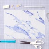 Papier Mousseline Bleu et Marbre blanc (Artisanat)