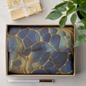 Papier Mousseline Bleu et or Abstrait Structure artistique biologiqu (Cadeau)