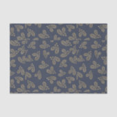 Papier Mousseline Bleu et or Holly Berry Noël (Recto)