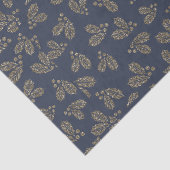 Papier Mousseline Bleu et or Holly Berry Noël (Détail)
