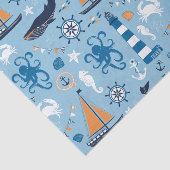 Papier Mousseline Bleu et orange d'océan nautiques (Détail)