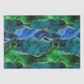 Papier Mousseline Bleu et vert Peacock Faux Parties scintillant Agat (Recto)