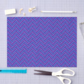 Papier Mousseline Bleu et violet rayures double tissage (Artisanat)