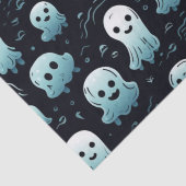 Papier Mousseline Bleu Fantômes mignons Moderne Adorable Noir Hallow (Détail)