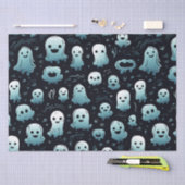 Papier Mousseline Bleu Fantômes mignons Moderne Adorable Noir Hallow (Artisanat)