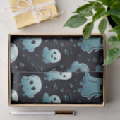 Papier Mousseline Bleu Fantômes mignons Moderne Adorable Noir Hallow (Cadeau)