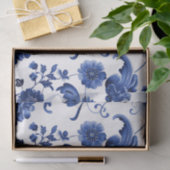 Papier Mousseline Bleu floral (Cadeau)