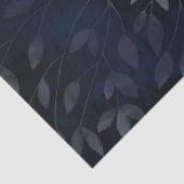 Papier Mousseline Bleu foncé Botanique Feuille Moderne Chic Mariage (Détail)