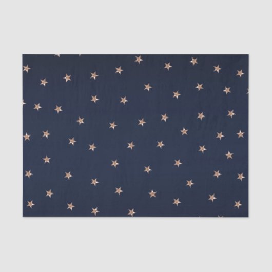 Papier Mousseline Bleu foncé et rose doré Paillettes Étoiles Starry (Recto)