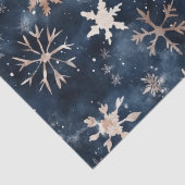 Papier Mousseline Bleu foncé simple avec flocons de neige (Détail)