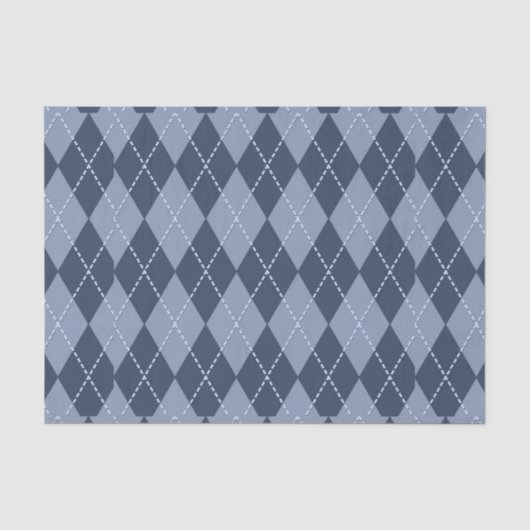 Papier Mousseline Bleu Gris Argyle (Recto)