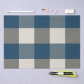 Papier Mousseline Bleu Gris Blanc Buffle Check (Artisanat)