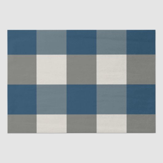Papier Mousseline Bleu Gris Blanc Buffle Check (Recto)