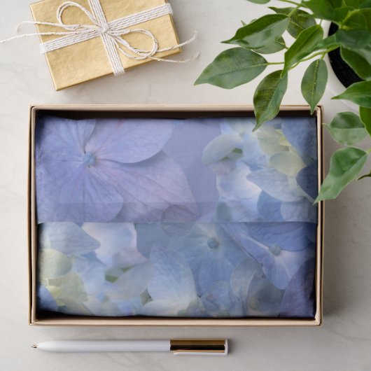 Papier Mousseline Bleu Hydrangée en fleurs (Cadeau)
