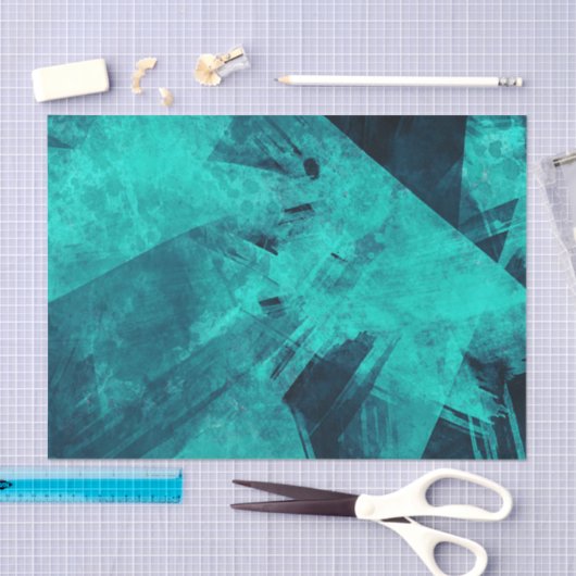 Papier Mousseline Bleu Jagged Abstrait (Artisanat)