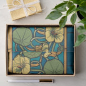 Papier Mousseline Bleu jaune Nasturtium Fleur Nouveau Motif (Cadeau)