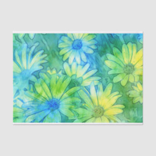 Papier Mousseline Bleu Jaune Vert Aquarelle Abstraite