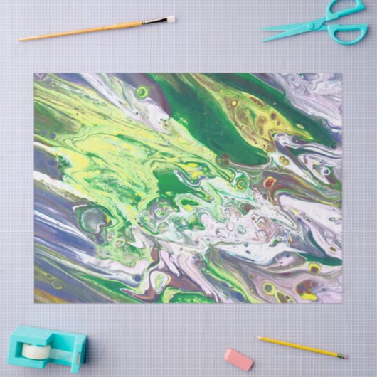 Papier Mousseline Bleu jaune violet Abstrait Découpage (Artisanat)