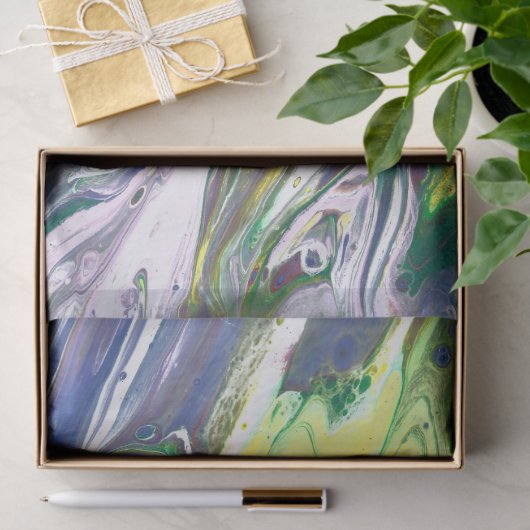 Papier Mousseline Bleu jaune violet Abstrait Découpage (Cadeau)