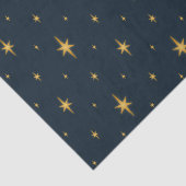 Papier Mousseline Bleu marine avec les étoiles métalliques d'or (Détail)