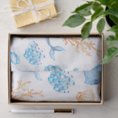 Papier Mousseline Bleu marine mignonne Baleines Océan Brown Vie (Cadeau)