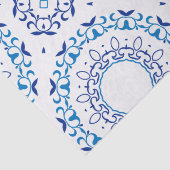 Papier Mousseline Bleu Méditerranée Portugais Azulejo Motif carrelag (Détail)