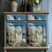 Papier Mousseline Bleu Nautique Unicorne Imaginaire mythique Pégase