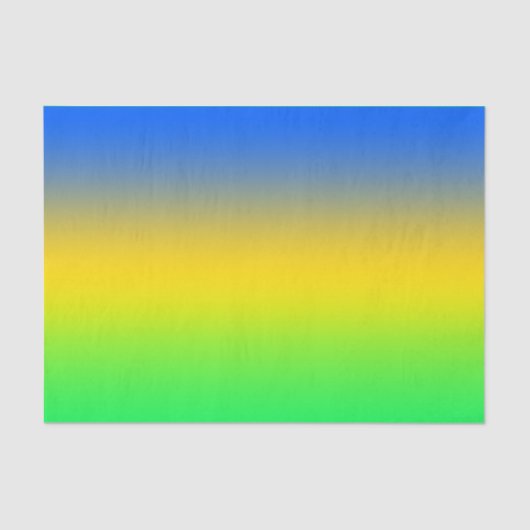 Papier Mousseline Bleu néon, jaune, dégradé vert, ombre. (Recto)