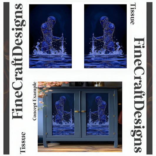 Papier Mousseline Bleu Noble Chevalier Avec Épée Découpage R&L 150