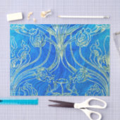Papier Mousseline Bleu, nouveau d'art, floral, époque de belle, cru, (Artisanat)