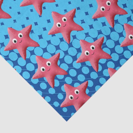 Papier Mousseline Bleu Océan Bleu d'écrevisse rose (Détail)