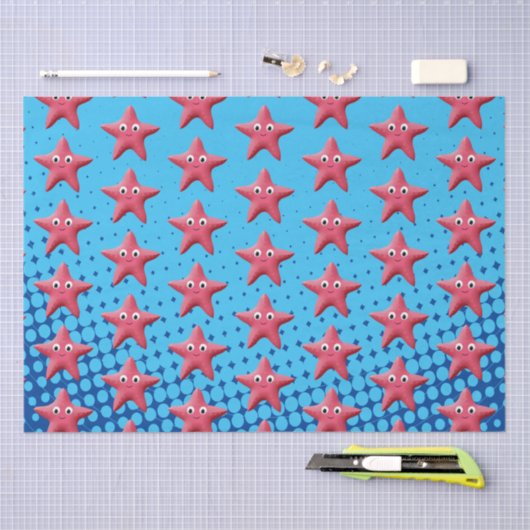 Papier Mousseline Bleu Océan Bleu d'écrevisse rose (Artisanat)