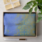 Papier Mousseline Bleu or désossé Damas motif toile texture (Cadeau)