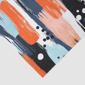 Papier Mousseline Bleu orange brosses Motif Abstrait (Détail)