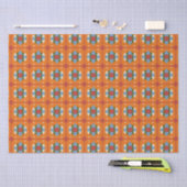 Papier Mousseline Bleu orange contemporain (Artisanat)