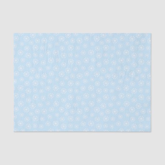 PAPIER MOUSSELINE BLEU PALE AVEC FLEURS BLANCHES (Recto)