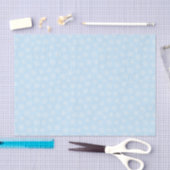 PAPIER MOUSSELINE BLEU PALE AVEC FLEURS BLANCHES (Artisanat)