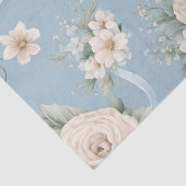 Papier Mousseline Bleu pâle et blanc Fowers et vaches (Détail)